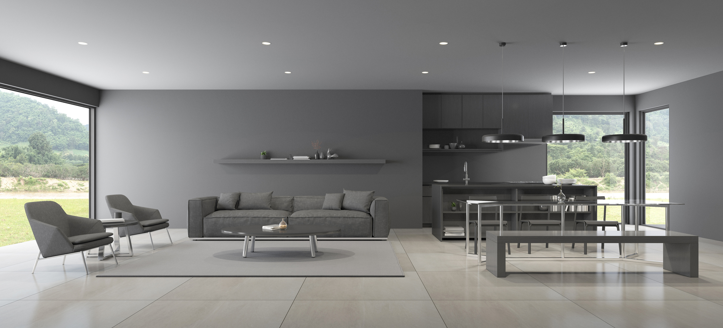 3D Render of Modern Living Room